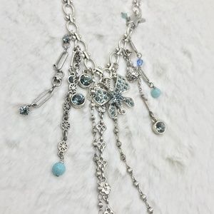 Blue Crystal Butterfly Star Charm Pendant Necklace